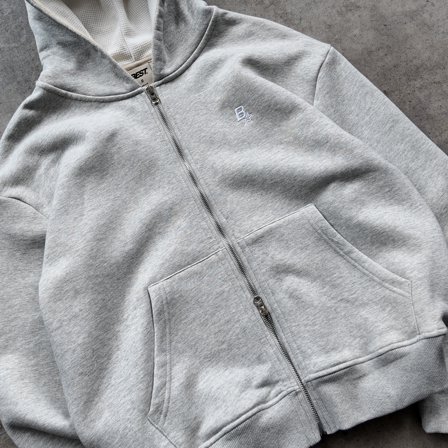 B* DOUBLE-ZIP HOOD - GREY