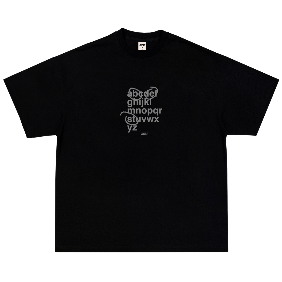 GREY ALPHABET TEE - BLACK