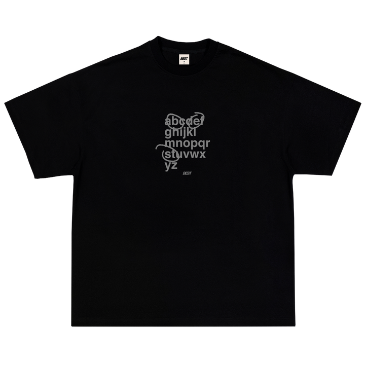 GREY ALPHABET TEE - BLACK