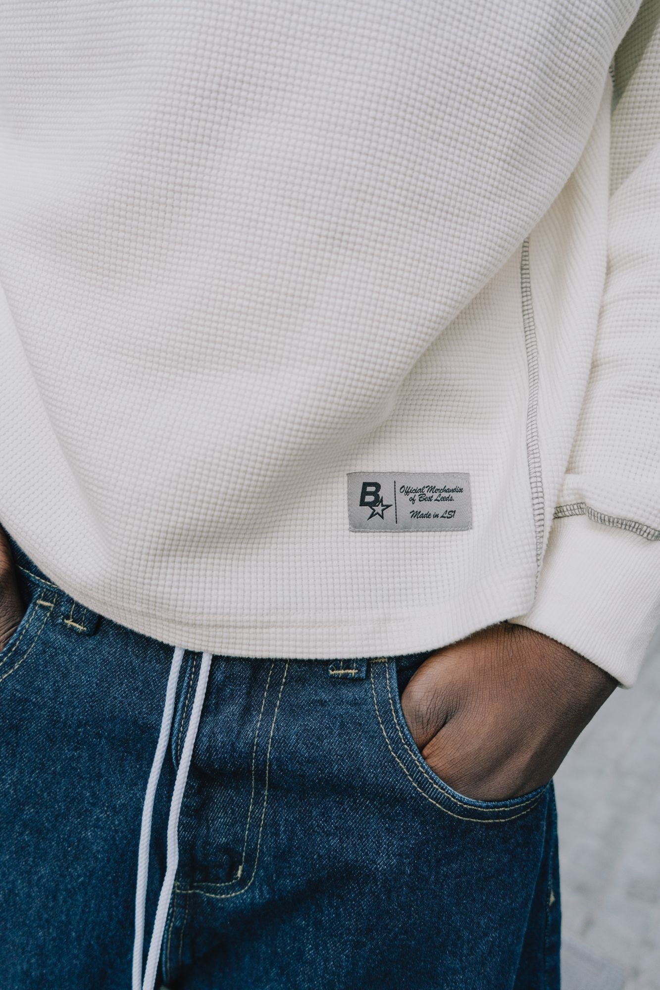 *NEW* B* TOPSTITCH LONGSLEEVE WAFFLE - ECRU