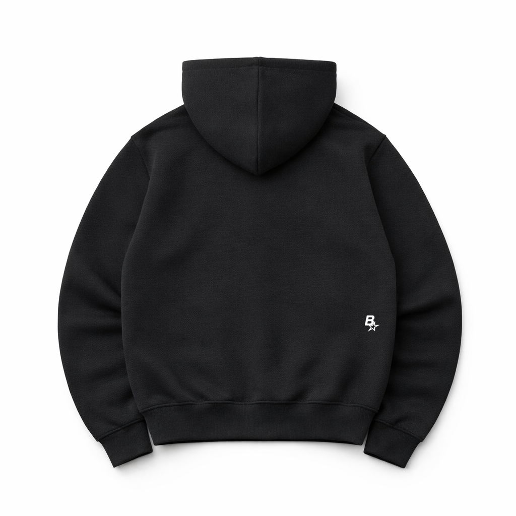 3D B* DOUBLE-ZIP HOOD - BLACK