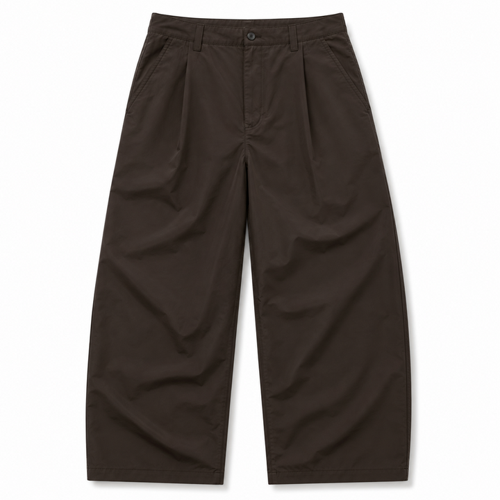 BEST PLEATED TRACK PANTS - BROWN