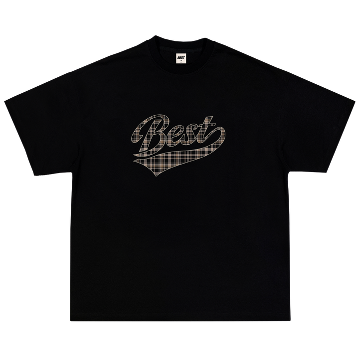 BEST PLAID CHECK SCRIPT TEE BROWN - BLACK