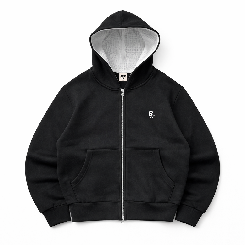 3D B* DOUBLE-ZIP HOOD - BLACK