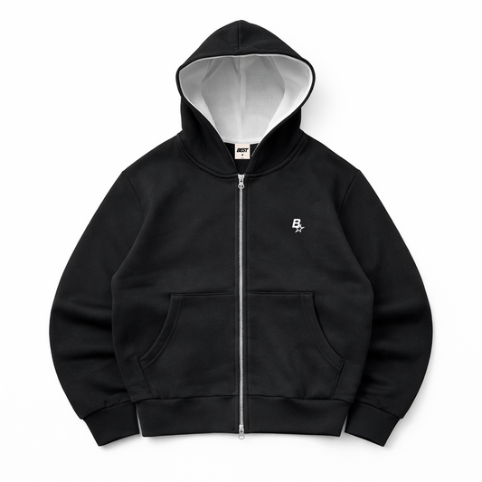 3D B* DOUBLE-ZIP HOOD - BLACK