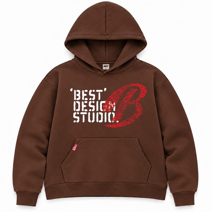 BEST FLEECELINED STAMP HOODIE - BROWN