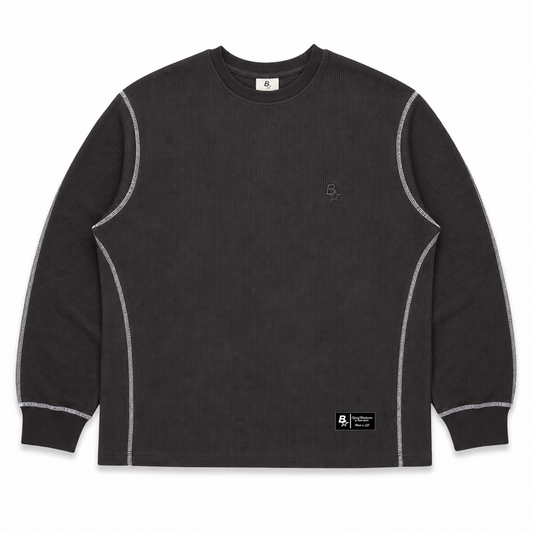 *NEW* B* TOPSTITCH LONGSLEEVE WAFFLE - CHARCOAL