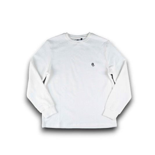 B STAR LONGSLEEVE WAFFLE TEE - WHITE