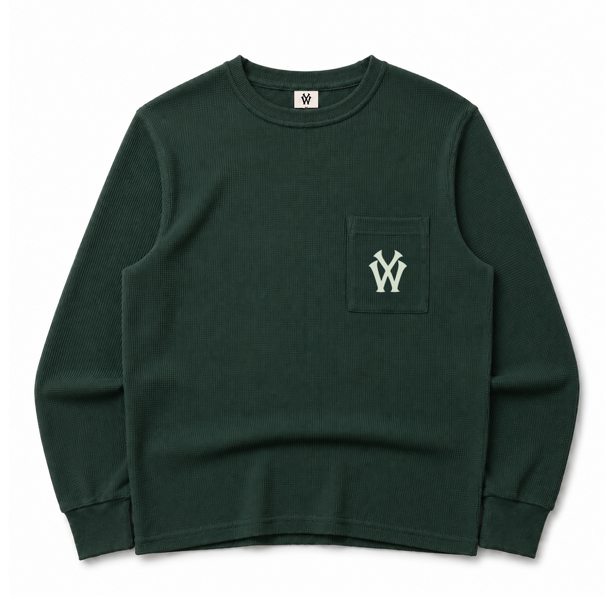 *NEW* WY LONGSLEEVE WAFFLE TEE - FOREST GREEN