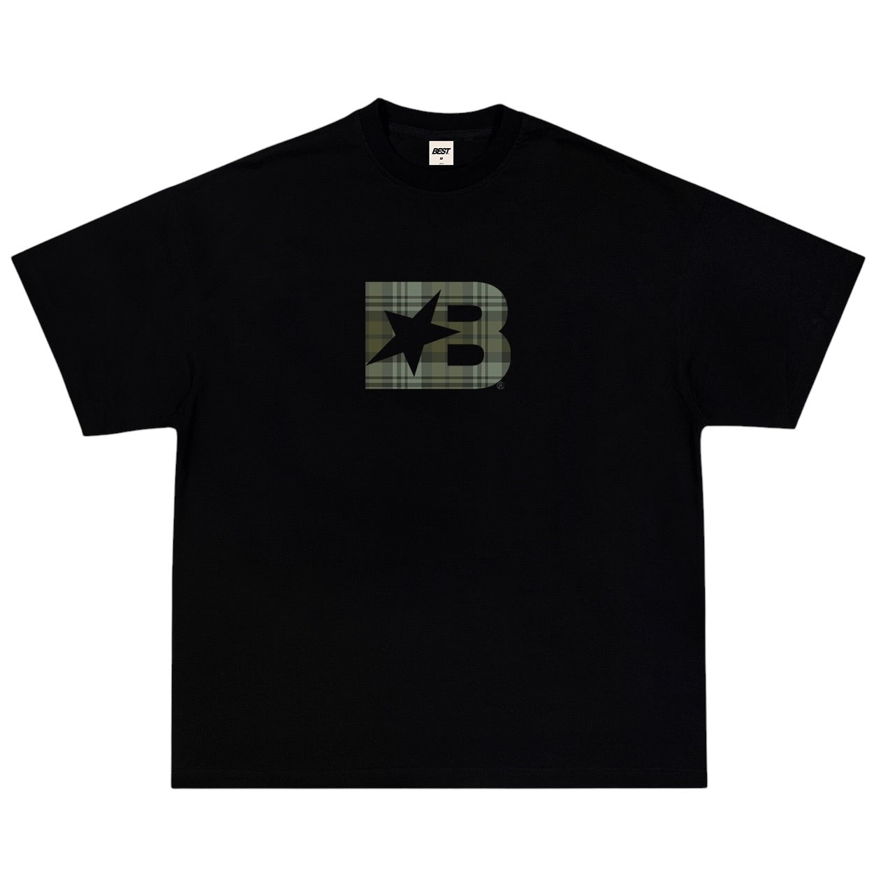 B* KHAKI PLAID CHECK TEE - BLACK