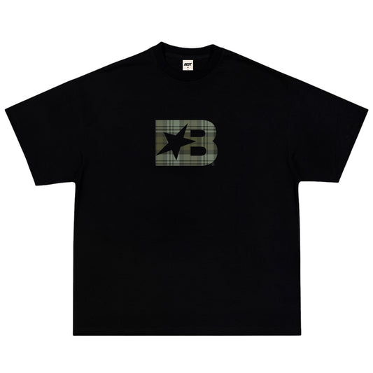 B* KHAKI PLAID CHECK TEE - BLACK