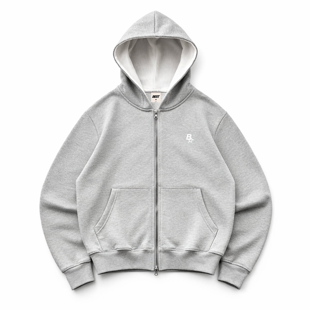 3D B* DOUBLE-ZIP HOOD - GREY