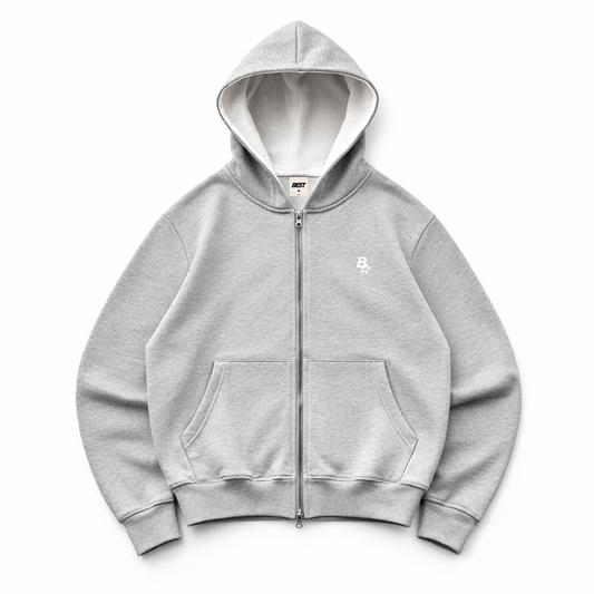 3D B* DOUBLE-ZIP HOOD - GREY