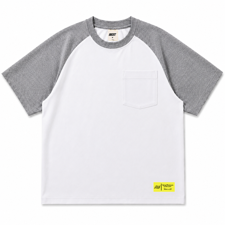 BEST POCKET RAGLAN TEE - GREY