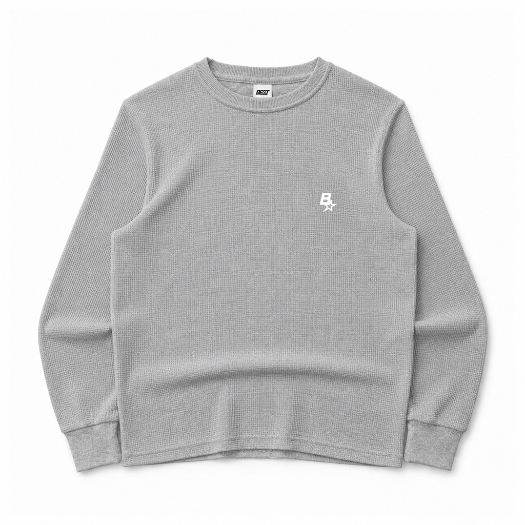 *NEW* B* LONGSLEEVE WAFFLE TEE - GREY