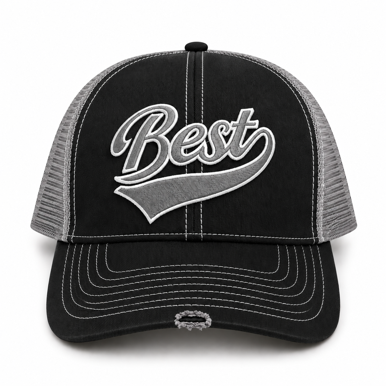 *NEW* DISTRESSED MESH TRUCKER - BLACK