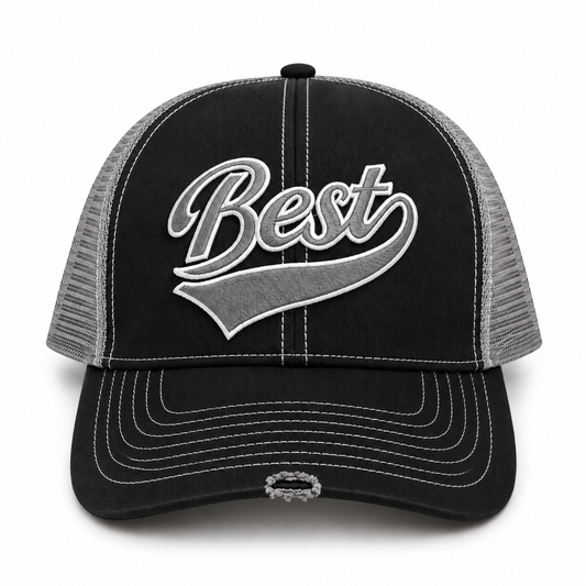 *NEW* DISTRESSED MESH TRUCKER - BLACK