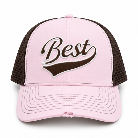 *NEW* DISTRESSED MESH TRUCKER - PINK