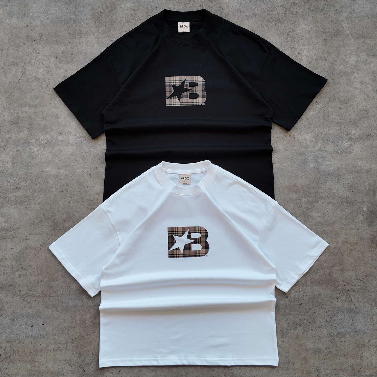 B* PLAID CHECK TEE - BROWN