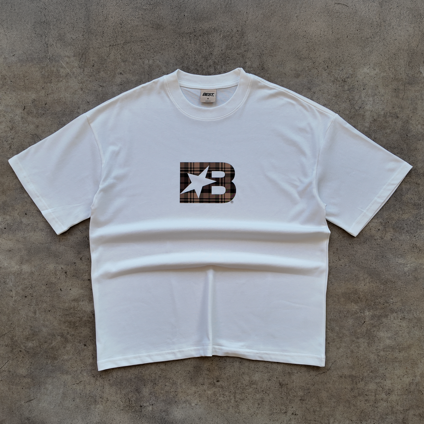 B* PLAID CHECK TEE - BROWN