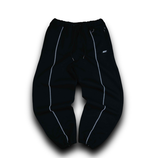 TOP STITCH CUFFED SWEATPANTS (BLACK)