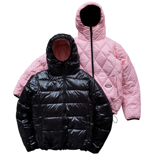 *NEW* REVERSO PUFFER JACKET - BLACK AND PINK