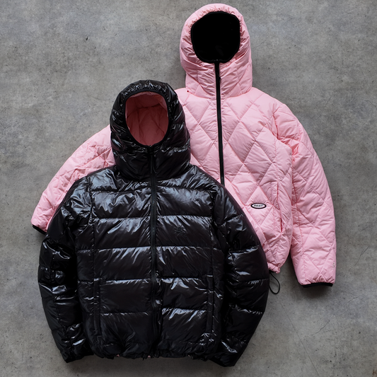*NEW* REVERSO PUFFER JACKET - BLACK AND PINK