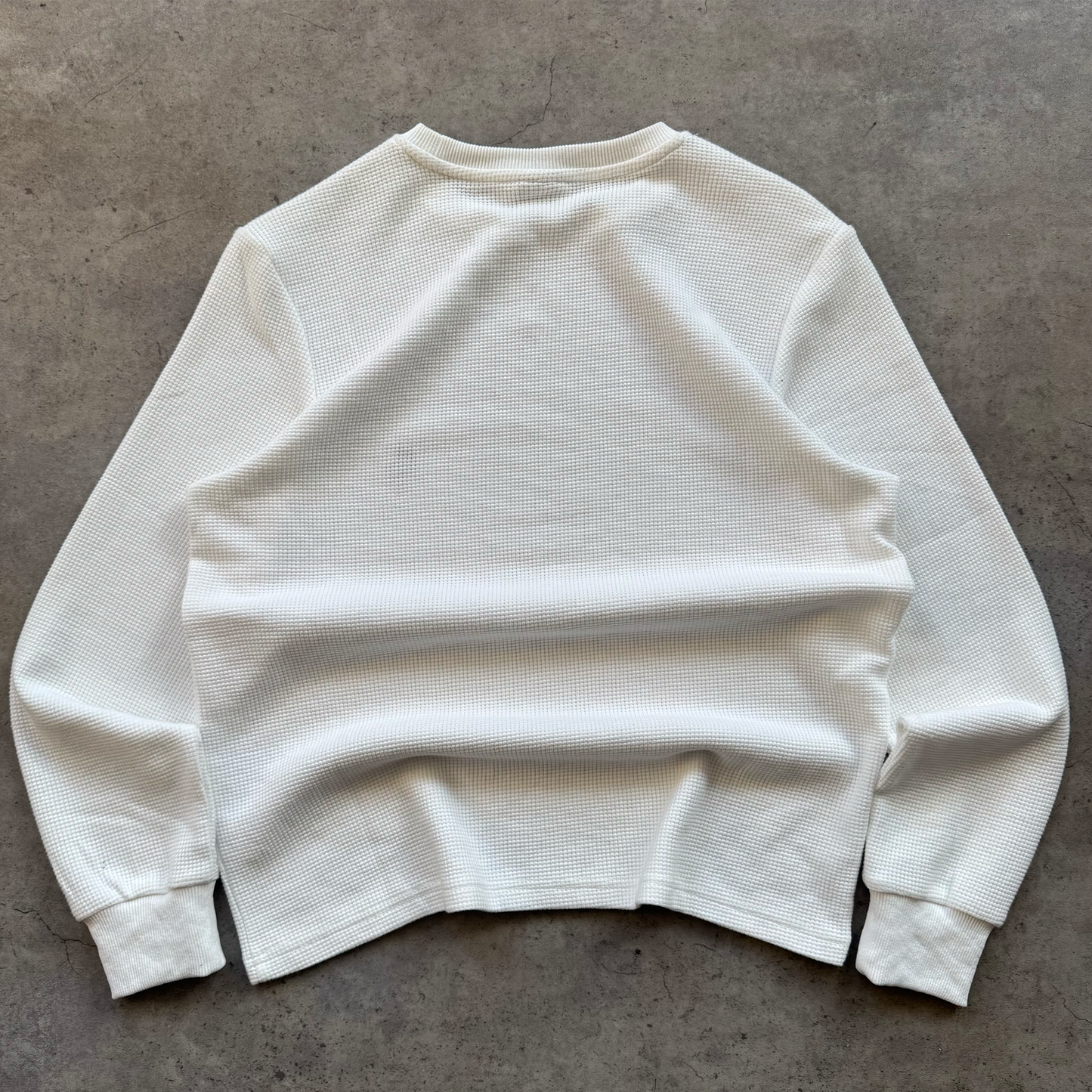 B* LONGSLEEVE WAFFLE TEE - WHITE