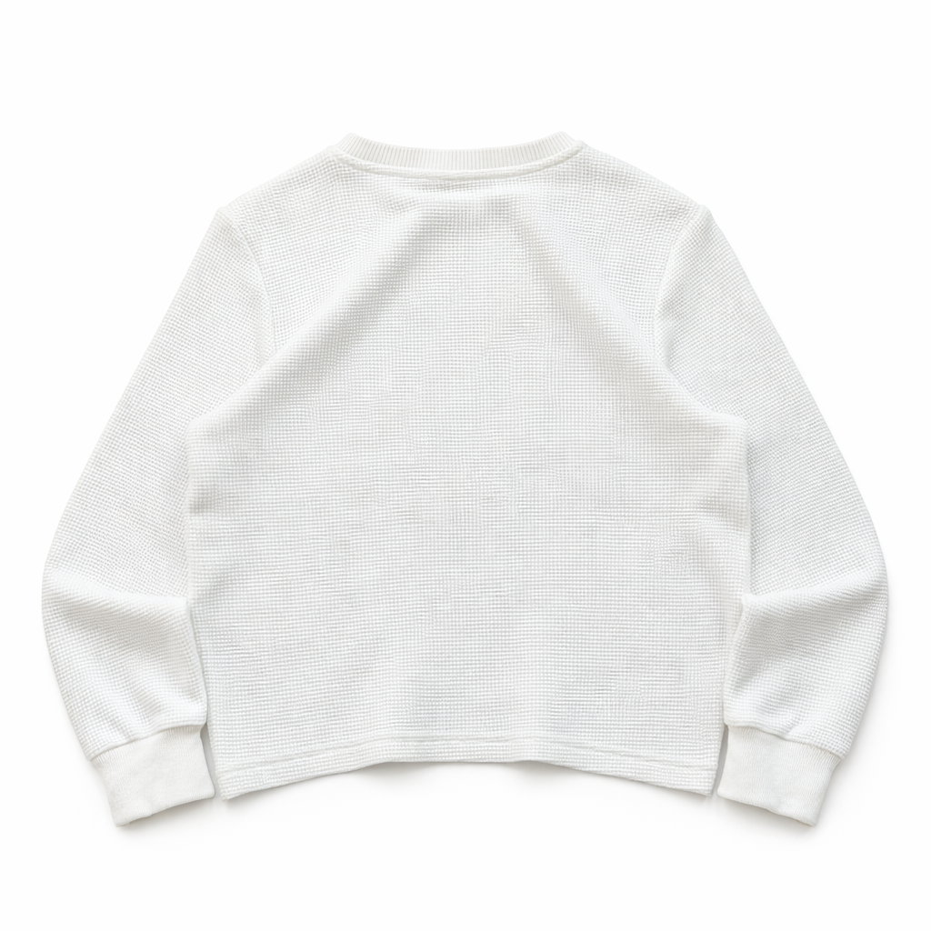 B* LONGSLEEVE WAFFLE TEE - WHITE