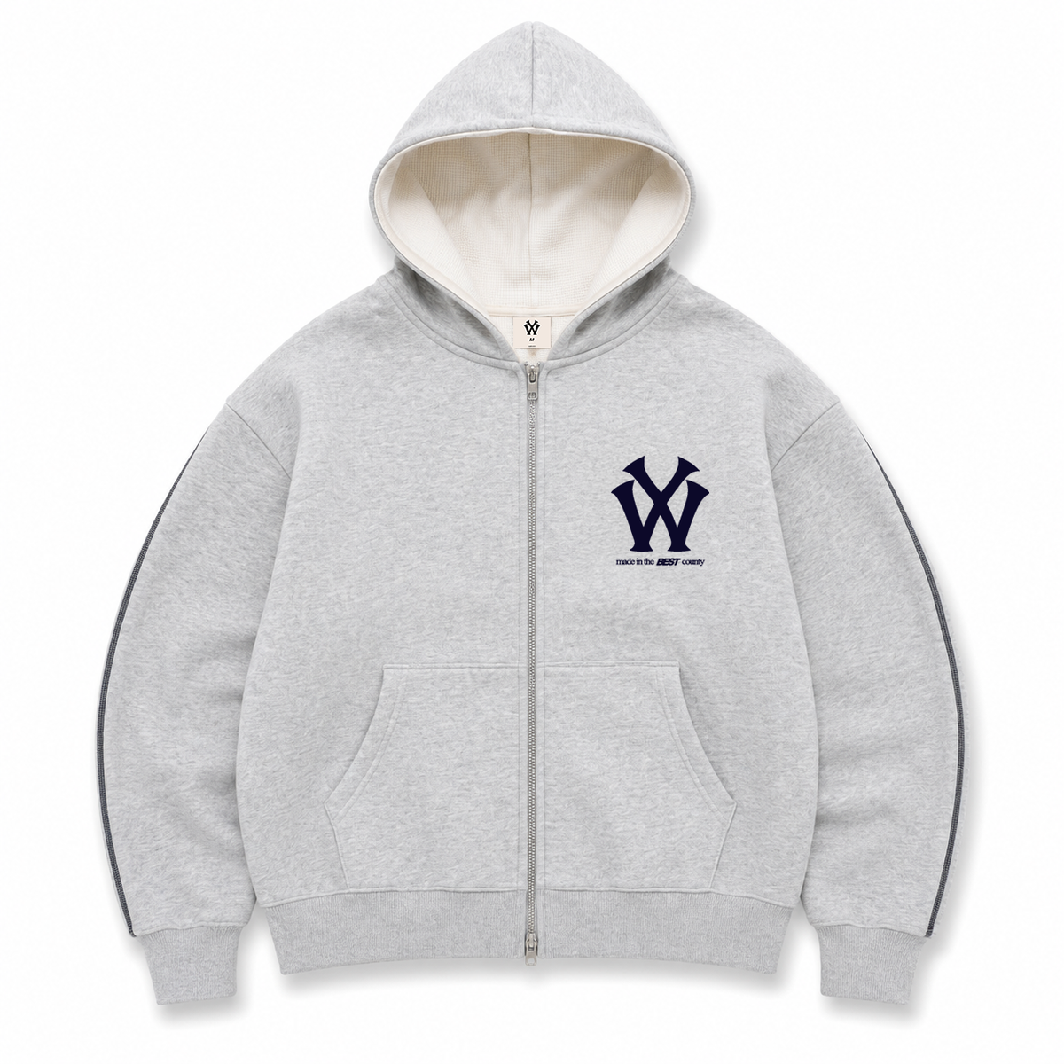 WY CHENILLE DOUBLE ZIP HOOD - GREY