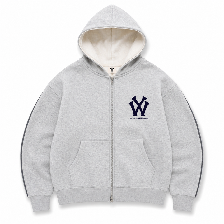 WY CHENILLE DOUBLE ZIP HOOD - GREY