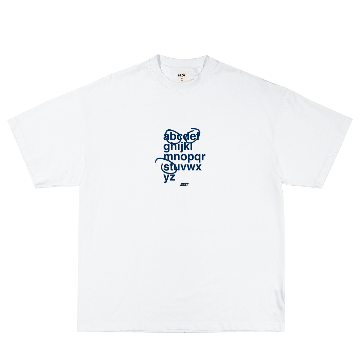 NAVY ALPHABET TEE - WHITE