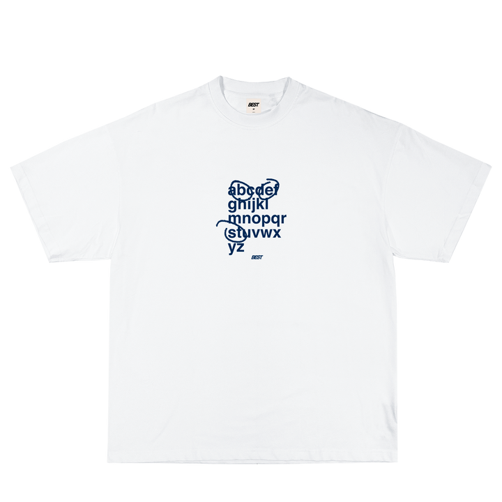 NAVY ALPHABET TEE - WHITE
