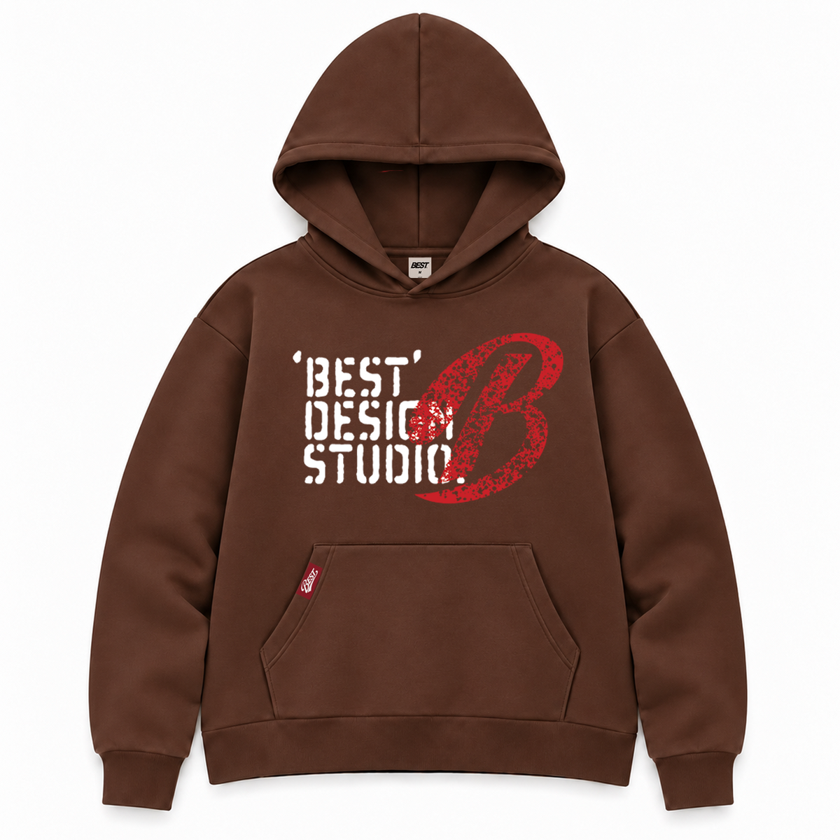 BEST FLEECELINED STAMP HOODIE - BROWN