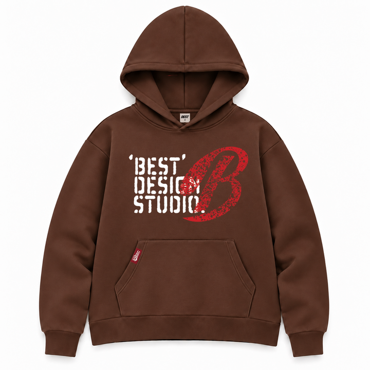 BEST FLEECELINED STAMP HOODIE - BROWN