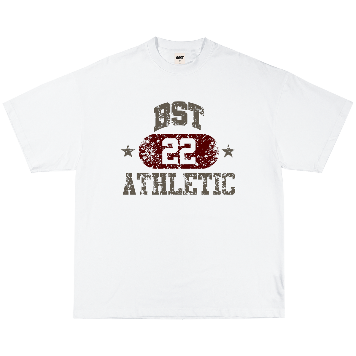 BST ATHLETIC BURGUNDY TEE - WHITE
