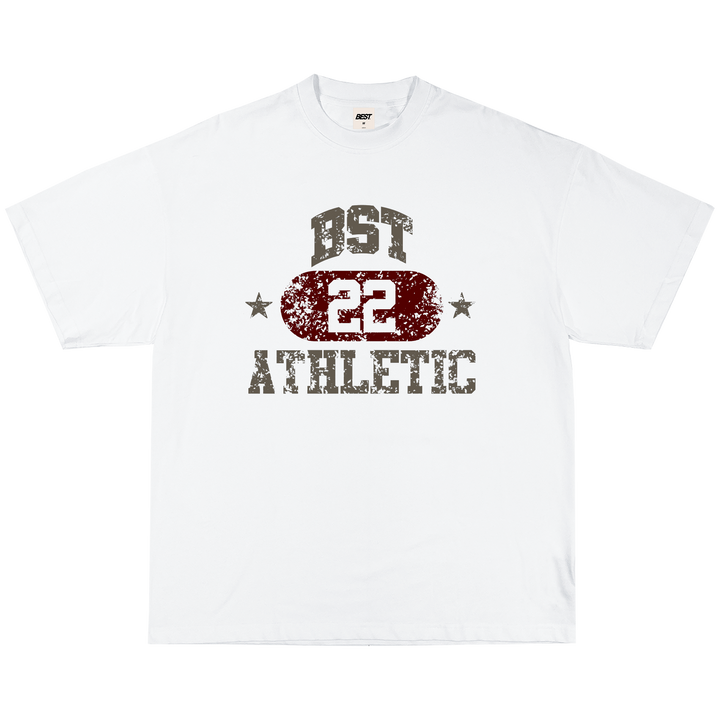 BST ATHLETIC BURGUNDY TEE - WHITE