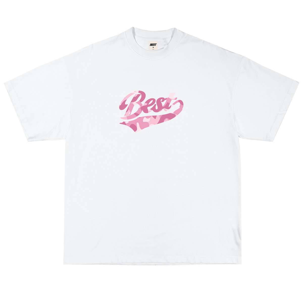 PINK CAMO SCRIPT TEE - WHITE