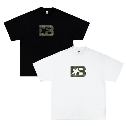 B* KHAKI PLAID CHECK TEE