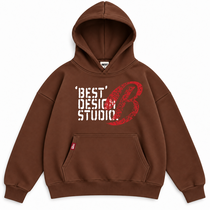BEST FLEECELINED STAMP HOODIE - BROWN