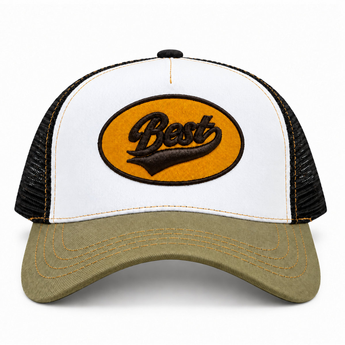 BEST OVAL SCRIPT TRUCKER - KHAKI