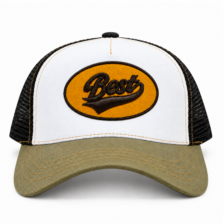 BEST OVAL SCRIPT TRUCKER - KHAKI